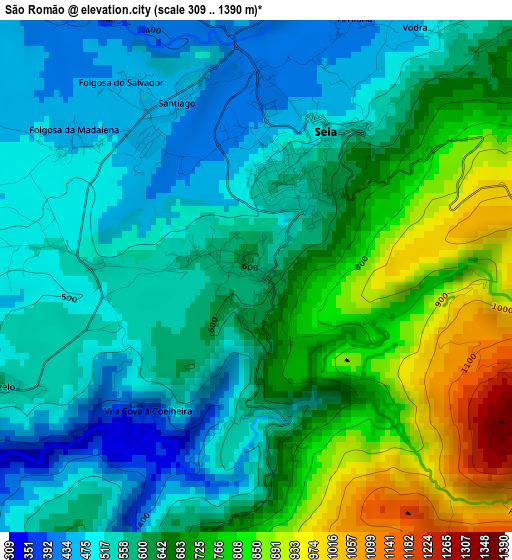 São Romão elevation map