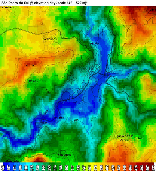 São Pedro do Sul elevation map