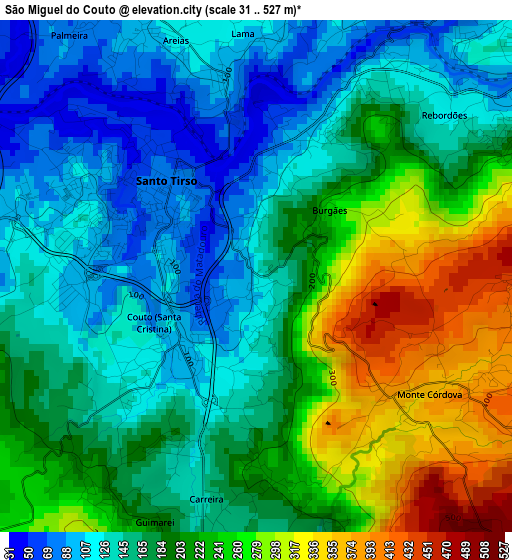 São Miguel do Couto elevation map