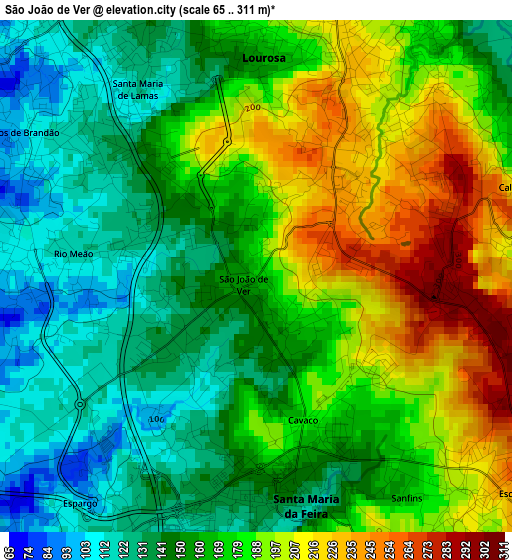 São João de Ver elevation map