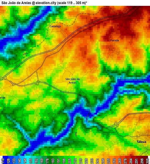 São João de Areias elevation map
