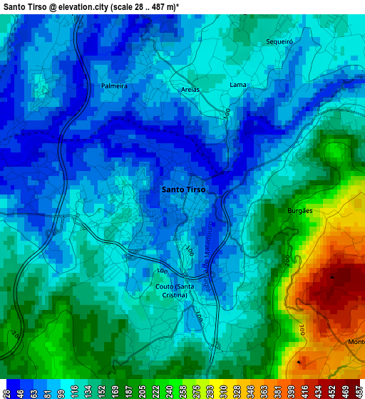 Santo Tirso elevation map