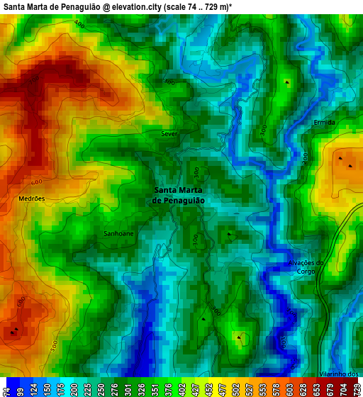 Santa Marta de Penaguião elevation map