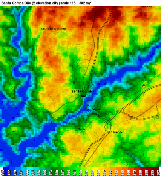 Santa Comba Dão elevation map