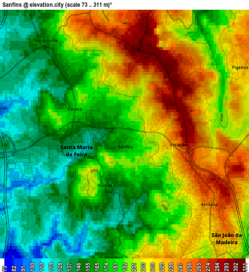 Sanfins elevation map