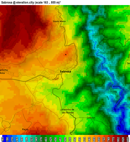 Sabrosa elevation map