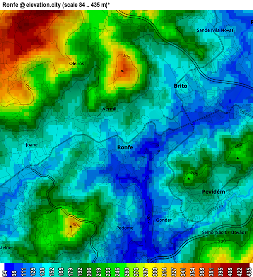 Ronfe elevation map