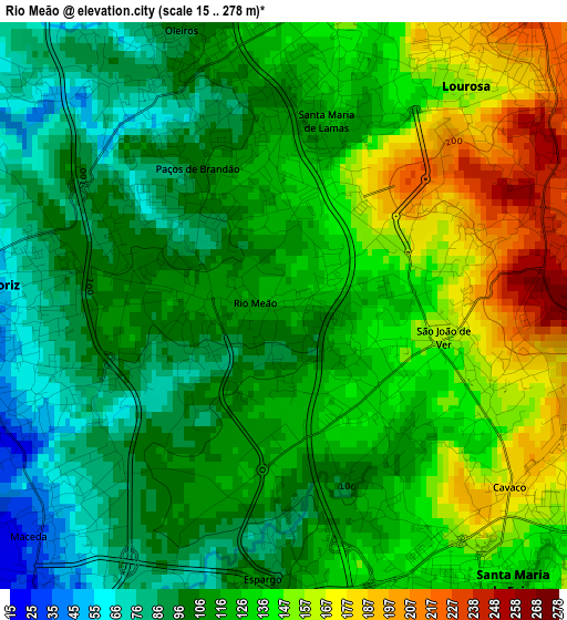 Rio Meão elevation map