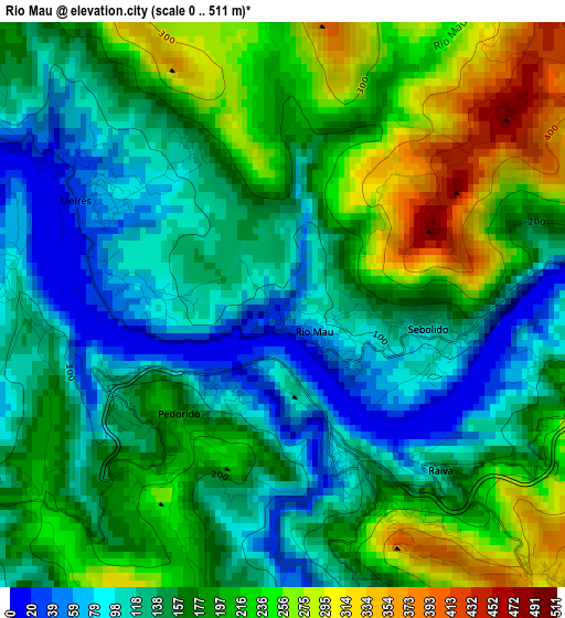Rio Mau elevation map