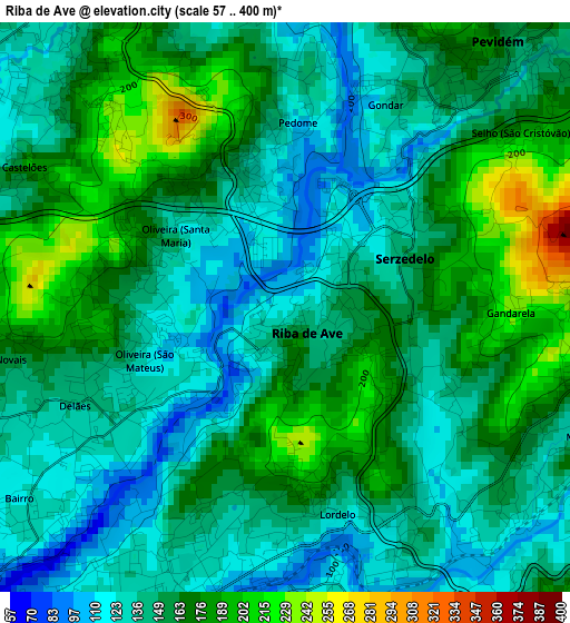 Riba de Ave elevation map
