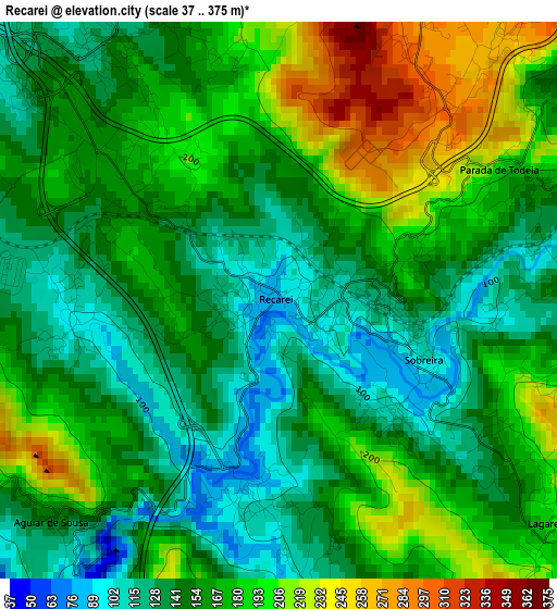 Recarei elevation map