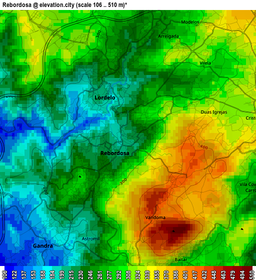 Rebordosa elevation map