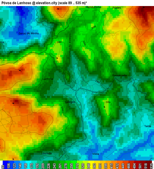 Póvoa de Lanhoso elevation map