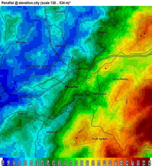 Penafiel elevation map