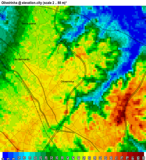 Oliveirinha elevation map