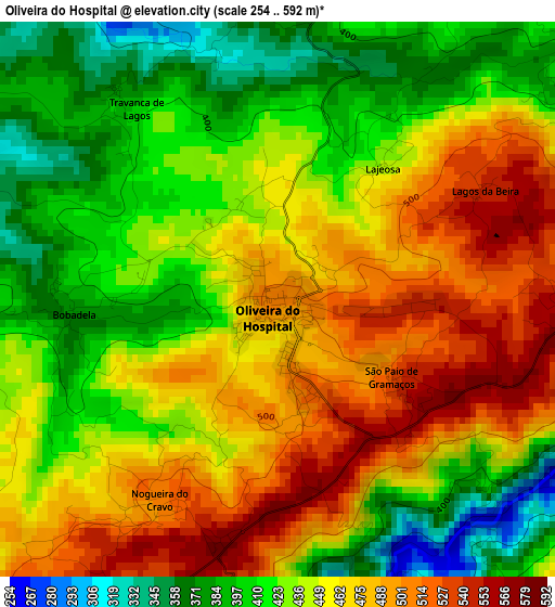 Oliveira do Hospital elevation map