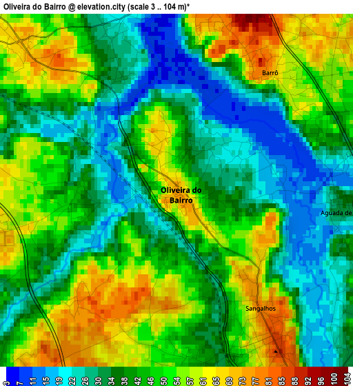 Oliveira do Bairro elevation map