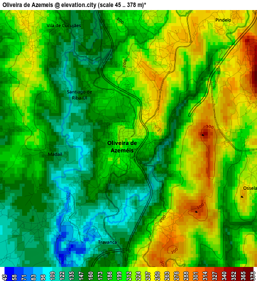 Oliveira de Azemeis elevation map