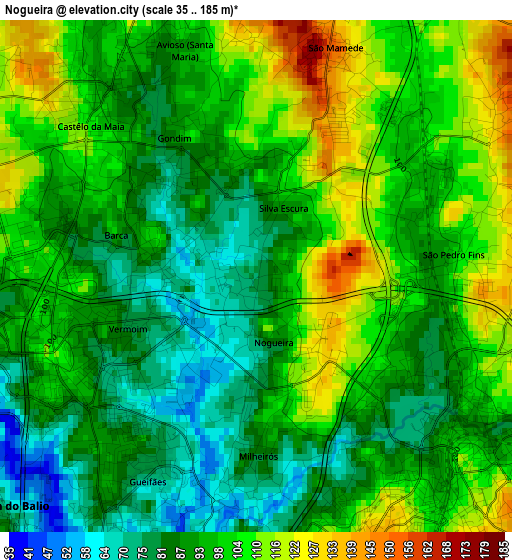 Nogueira elevation map