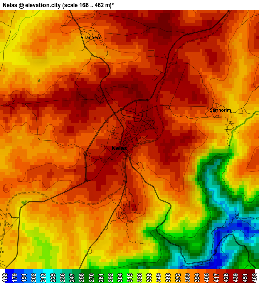 Nelas elevation map