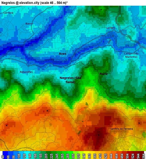 Negrelos elevation map