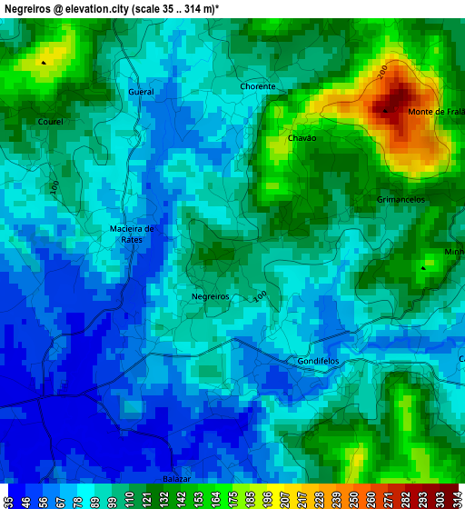 Negreiros elevation map