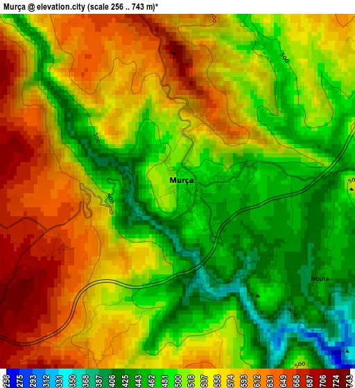 Murça elevation map