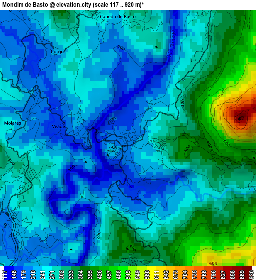 Mondim de Basto elevation map