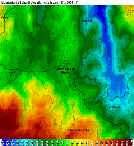 Moimenta da Beira elevation map