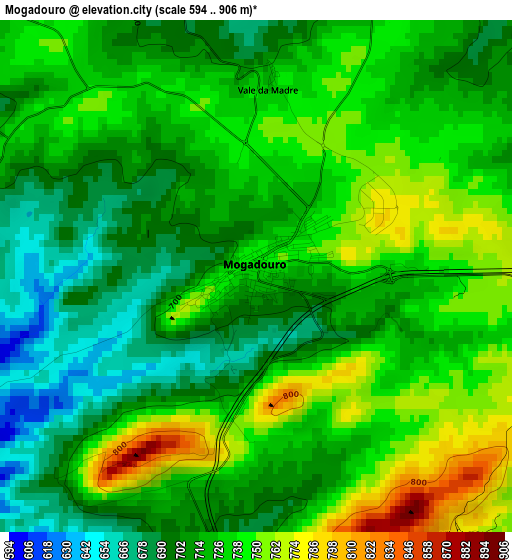 Mogadouro elevation map