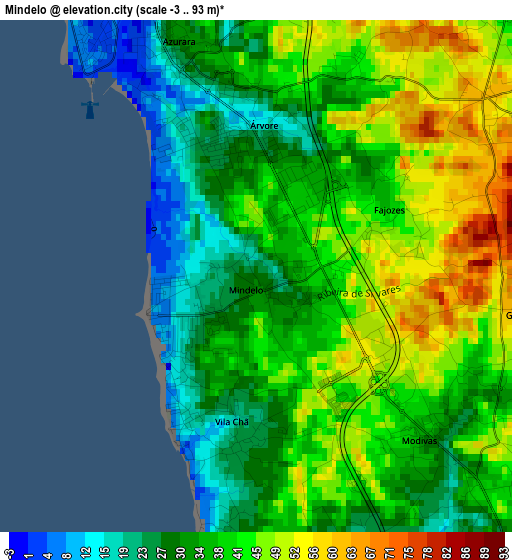 Mindelo elevation map