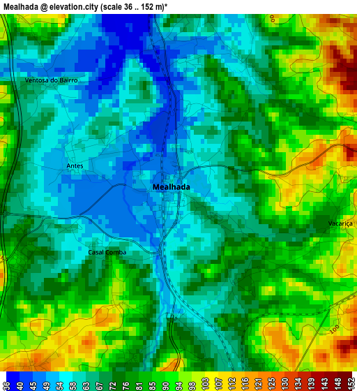 Mealhada elevation map