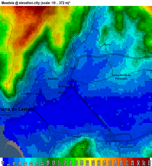 Meadela elevation map