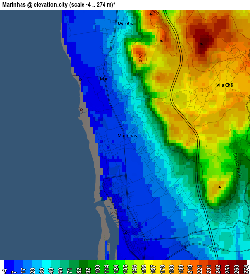 Marinhas elevation map