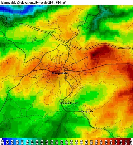 Mangualde elevation map