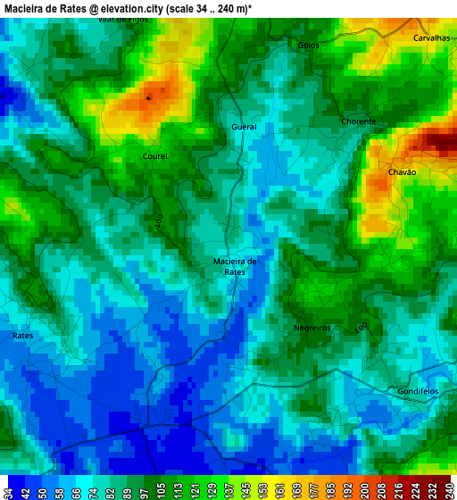 Macieira de Rates elevation map