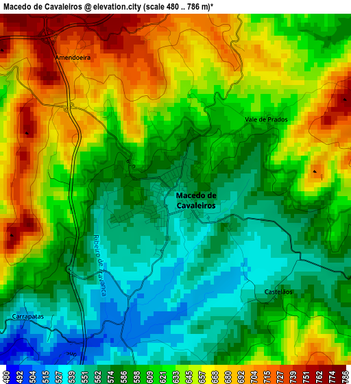 Macedo de Cavaleiros elevation map