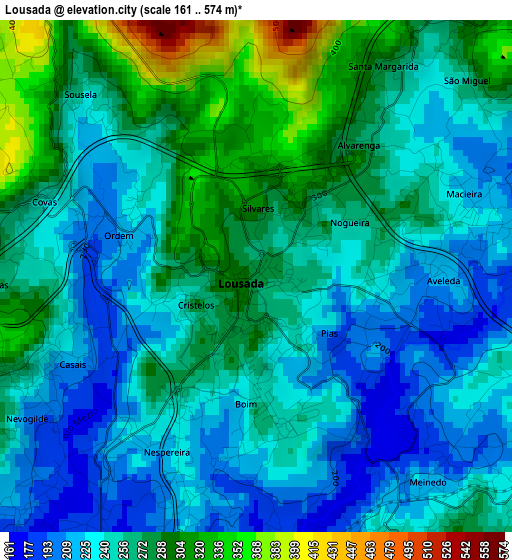 Lousada elevation map
