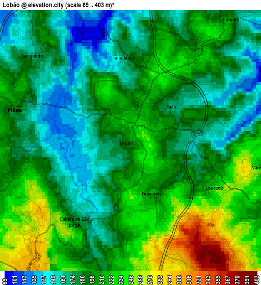 Lobão elevation map