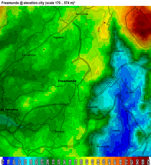 Freamunde elevation map
