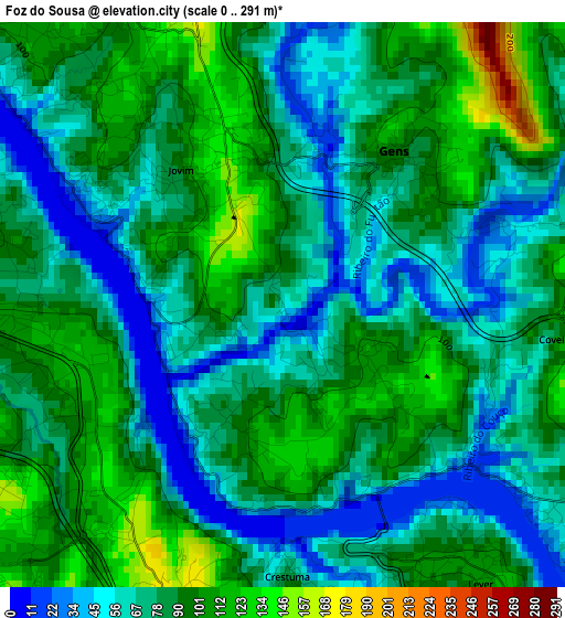 Foz do Sousa elevation map
