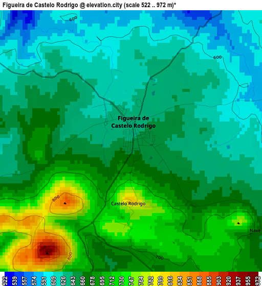 Figueira de Castelo Rodrigo elevation map
