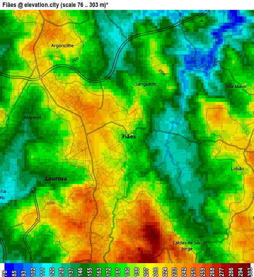 Fiães elevation map