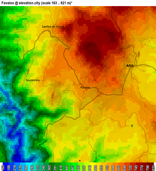 Favaios elevation map