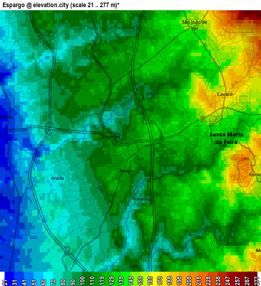 Espargo elevation map