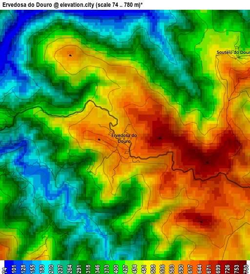 Ervedosa do Douro elevation map