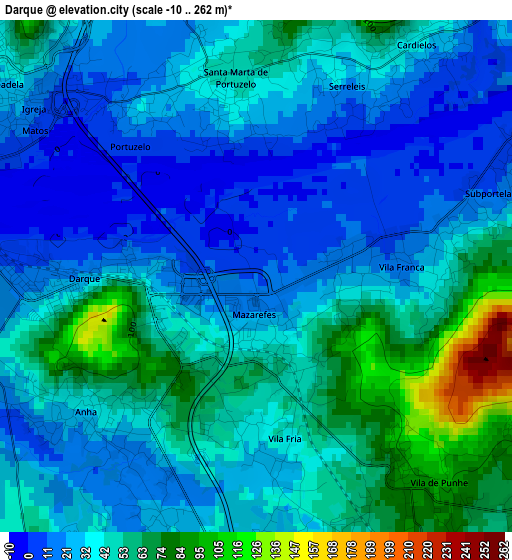 Darque elevation map