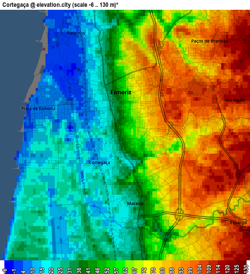 Cortegaça elevation map