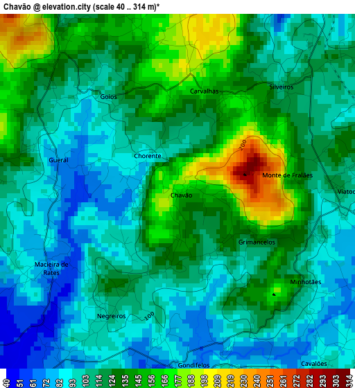 Chavão elevation map