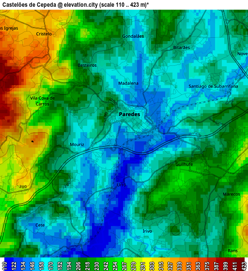 Castelões de Cepeda elevation map